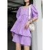 Slimming suit new large size bubble sleeve purple shirt shorts two-piece suit