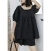 2021 women's summer fashion western style bubble sleeve black top and shorts two-pieces