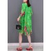 Fashion Green O Neck Print Chiffon tops and shorts two pieces Three Quarter sleeve